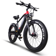 Tifgalop ES28 Električno kolo za odrasle 26" električno gorsko kolo z 48V 18Ah odstranljivo baterijo 1000W Fat Bike, črna/temno rdeča