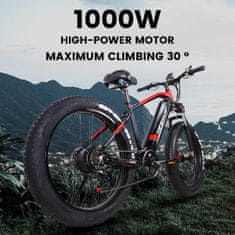 Tifgalop ES28 Električno kolo za odrasle 26 "Električno gorsko kolo z 48V 18Ah odstranljivo baterijo 1000W Fat Bike