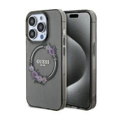 Guess Guess IML Flowers Wreath MagSafe - ohišje za iPhone 15 Pro (črno)