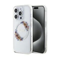 Guess Guess IML Flowers Wreath MagSafe - ohišje za iPhone 15 Pro (prozorno)