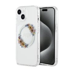 Guess Guess IML Flowers Wreath MagSafe - ohišje za iPhone 15 (prozorno)