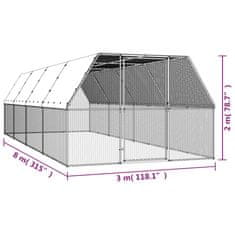 Vidaxl Kokošnjak 3x8x2 m pocinkano jeklo