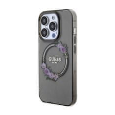 Guess Guess IML Flowers Wreath MagSafe - ohišje za iPhone 15 Pro (črno)