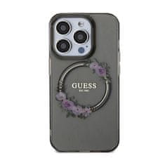 Guess Guess IML Flowers Wreath MagSafe - ohišje za iPhone 15 Pro (črno)