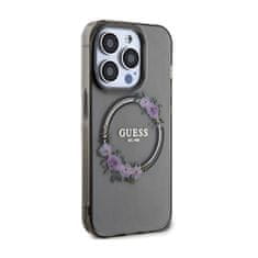 Guess Guess IML Flowers Wreath MagSafe - ohišje za iPhone 15 Pro (črno)