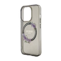 Guess Guess IML Flowers Wreath MagSafe - ohišje za iPhone 15 Pro (črno)