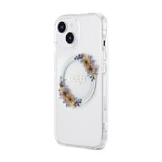 Guess Guess IML Flowers Wreath MagSafe - ohišje za iPhone 15 (prozorno)