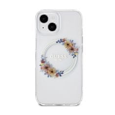 Guess Guess IML Flowers Wreath MagSafe - ohišje za iPhone 15 (prozorno)