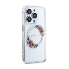 Guess Guess IML Flowers Wreath MagSafe - ohišje za iPhone 15 Pro (prozorno)