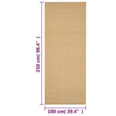 Vidaxl Preproga naravni sisal 100x250 cm