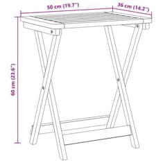 Vidaxl Zložljiva vrtna mizica 50x36x60 cm trden akacijev les