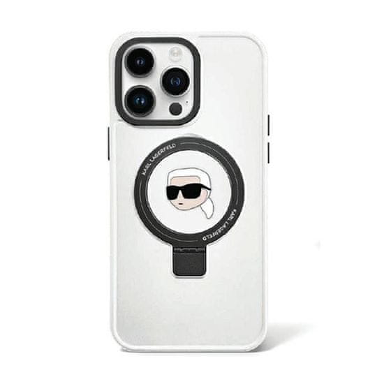 Karl Lagerfeld Karl Lagerfeld Obročno stojalo Karl Head MagSafe - ohišje za iPhone 15 (belo)