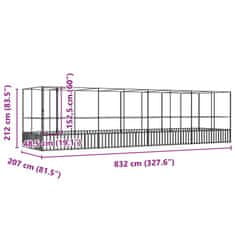 Vidaxl Voliera s podaljškom srebrna 832x207x212 cm jeklo