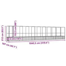 Vidaxl Voliera s podaljškom srebrna 1042,5x107x212 cm jeklo