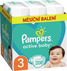 Pampers Active Baby plenice za enkratno uporabo 3 (6-10 kg) 208 kosov - MESEČNA DOBAVA