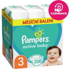 Pampers Active Baby plenice za enkratno uporabo 3 (6-10 kg) 208 kosov - MESEČNA DOBAVA