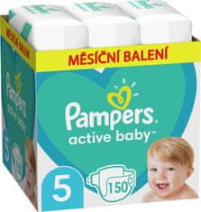 Pampers Active Baby plenice za enkratno uporabo 5 (11-16 kg) 150 kosov - MESEČNA DOBAVA