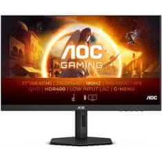 AOC Monitor 68,6 cm (27,0) Q27G4X 2560x1440 Gaming 180Hz IPS 1ms 2xHDMI DisplayPort Pivot Zvočniki sRGB127,3% AdaptiveSync G-Sync Compatible HDR400 G4 Series