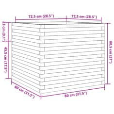 Vidaxl Vrtno cvetlično korito belo 80x80x68,5 cm trdna borovina