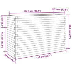 Vidaxl Vrtno cvetlično korito belo 110x40x68,5 cm trdna borovina