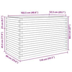 Vidaxl Vrtno cvetlično korito belo 110x60x68,5 cm trdna borovina