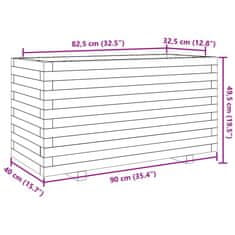 Vidaxl Vrtno cvetlično korito belo 90x40x49,5 cm trdna borovina