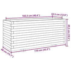 Vidaxl Vrtno cvetlično korito belo 110x40x49,5 cm trdna borovina