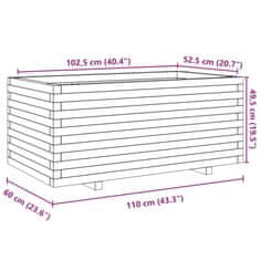 Vidaxl Vrtno cvetlično korito voščeno 110x60x49,5 cm trdna borovina