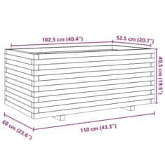 Vidaxl Vrtno cvetlično korito belo 110x60x49,5 cm trdna borovina