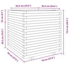 Vidaxl Vrtno cvetlično korito belo 70x70x72,5 cm trdna borovina