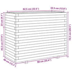 Vidaxl Vrtno cvetlično korito belo 90x40x72,5 cm trdna borovina