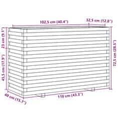 Vidaxl Vrtno cvetlično korito 110x40x72,5 cm trden les douglas