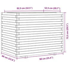 Vidaxl Vrtno cvetlično korito 90x60x72,5 cm trdna borovina