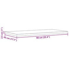 Vidaxl Mizna plošča 2 kosa 90x45x2,5 cm pravokotna trdna borovina