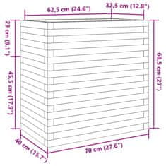 Vidaxl Vrtno cvetlično korito 70x40x68,5 cm trdna borovina