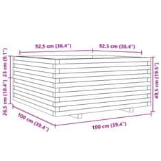 Vidaxl Vrtno cvetlično korito 100x100x49,5 cm trdna borovina