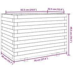 Vidaxl Vrtno cvetlično korito belo 70x40x49,5 cm trdna borovina