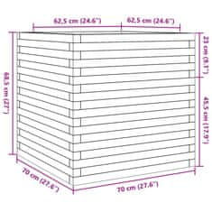 Vidaxl Vrtno cvetlično korito belo 70x70x68,5 cm trdna borovina