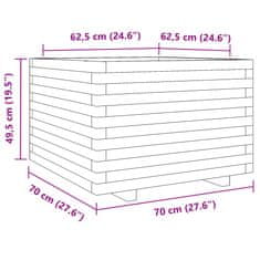 Vidaxl Vrtno cvetlično korito 70x70x49,5 cm trdna borovina