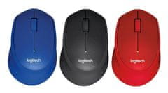 Logitech Wireless M330 Silent Plus Mouse, optična, brezžična, 3 gumbi, modra, 1000 dpi