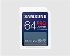 Samsung 64GB PRO ULTIMATE SDXC CL10 U3 V30 pomnilniška kartica (brez: do 200/130MB/s)