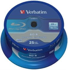 Verbatim BD-R Blu-Ray SL DataLife 25 GB/ 6x/ 25 paketov/ vreteno