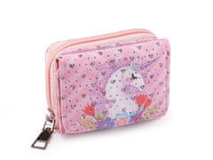Mini denarnica za otroke 7x8,5 cm - roza svetlo enorožec