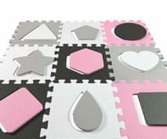 MILLY MALLY Penasta podloga za sestavljanke Jolly 3x3 Shapes Pink Grey