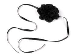 Gotska cvetlična ogrlica / okrasek za vrat - (Ø9 cm) črna mat