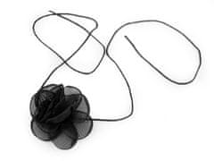 Gotska cvetlična ogrlica / okrasek za vrat - (Ø7 cm) črna