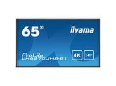 iiyama Prolite monitor LH6570UHB-B1 65" VA, tanek okvir, 4K UHD, 24/7, ležeče/pokončno, svetlost 700cd/m2