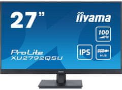 iiyama ProLite monitor XU2792QSU-B6 27" IPS, 2560x1440, 100Hz, FreeSync, Ultra Slim Bezel, črna, HDMI, Display Port, USB Hub