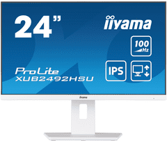 iiyama iiyama ProLite monitor XUB2492HSU-W6 24" IPS, Full HD, bel, 3-stranski brez robov, frekvenca osveževanja 1000 Hz, HDMI, Display Port, USB Hub, nastavljiva višina