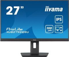 iiyama iiyama ProLite monitor XUB2792QSU-B6 27" IPS, 2560x1440, FreeSync, 100Hz, 3-stranski brez robov, črn, HDMI, Display Port, USB Hub, nastavljiva višina